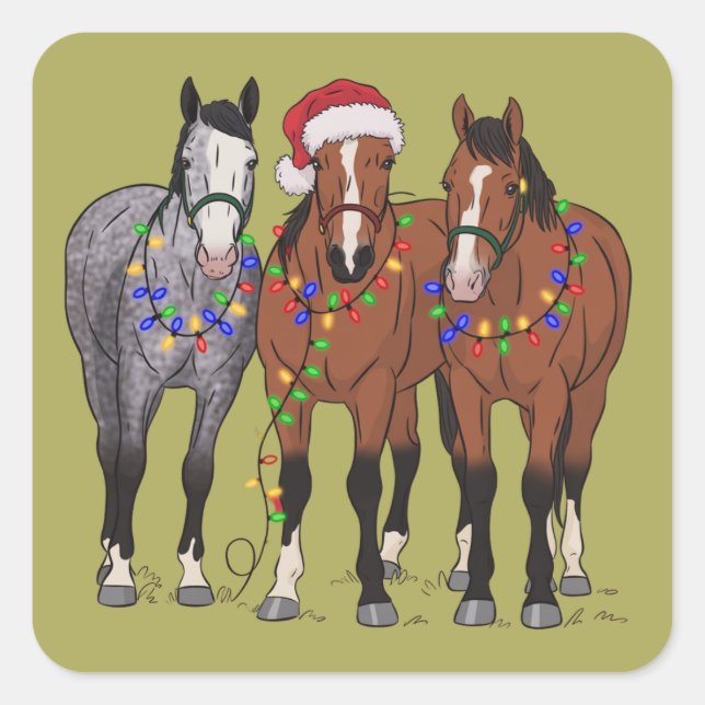 Horse Lover Christmas Animal Farm Animal Lover Square Sticker (Front)
