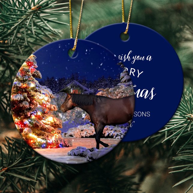 Horse lover Christmas tree Silent night Ceramic Tree Decoration (Horse lover Christmas tree Silent night Ceramic Ornament)