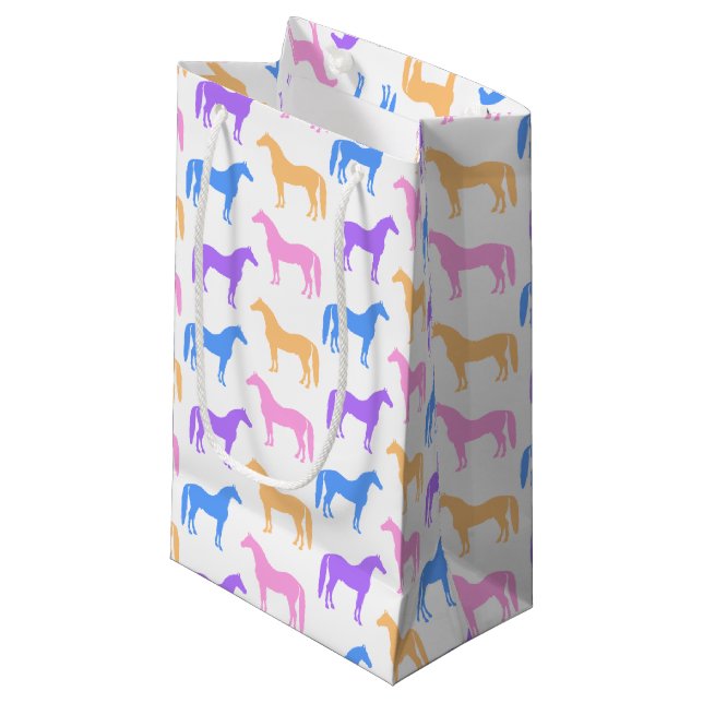 Horse Lover Colorful Equestrian Rider Small Gift Bag (Front Angled)