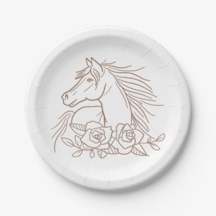 Horse Lover Equestrian Horses Western Cowboy Paper Plate