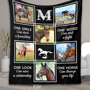 Horse Lover Equestrian Personalised Photo Collage Fleece Blanket