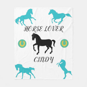 Horse Lover fleece blanket with personalised name.