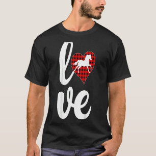 Horse Lover Funny Buffalo Plaid Love Horse Valenti T-Shirt