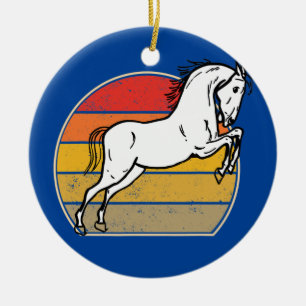 HORSE Lover Funny Farmer Retro Vintage Forest Ceramic Tree Decoration