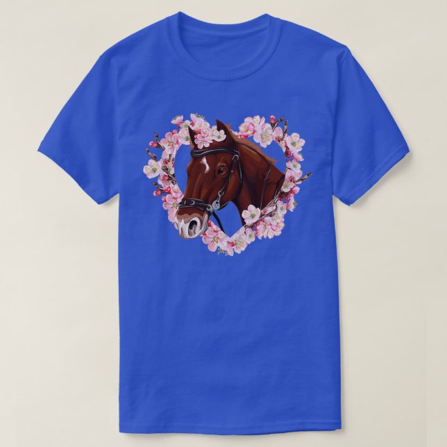 Horse lover gifts brown horse with flowers 1 T-Shirt (Design Front)