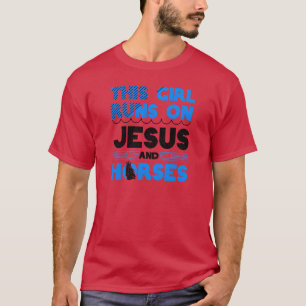 Horse Lover Girl Runs on Jesus and Horses boy T-Shirt