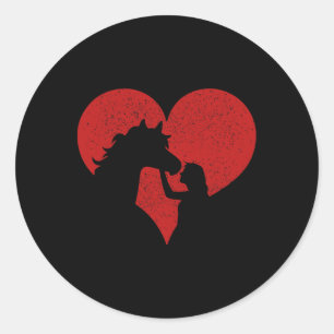 Horse Lover Heart Equestrian Horseback Riding Hipp Classic Round Sticker