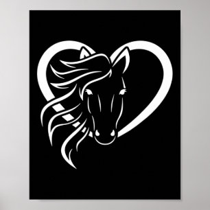 Horse Lover Heart Horseback Riding Western Cowgirl Poster
