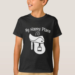 Horse Lover My Happy Place Saddle Equestrian Teen  T-Shirt