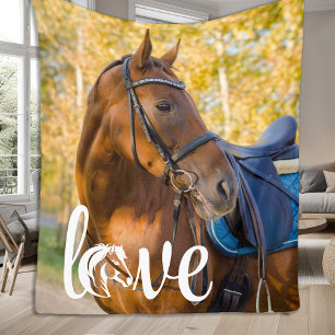 Horse Lover Personalised LOVE Equestrian Photo  Fleece Blanket