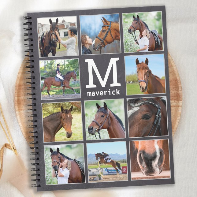Horse Lover Personalised Monogram 11 Photo Collage Notebook (Creator Uploaded)