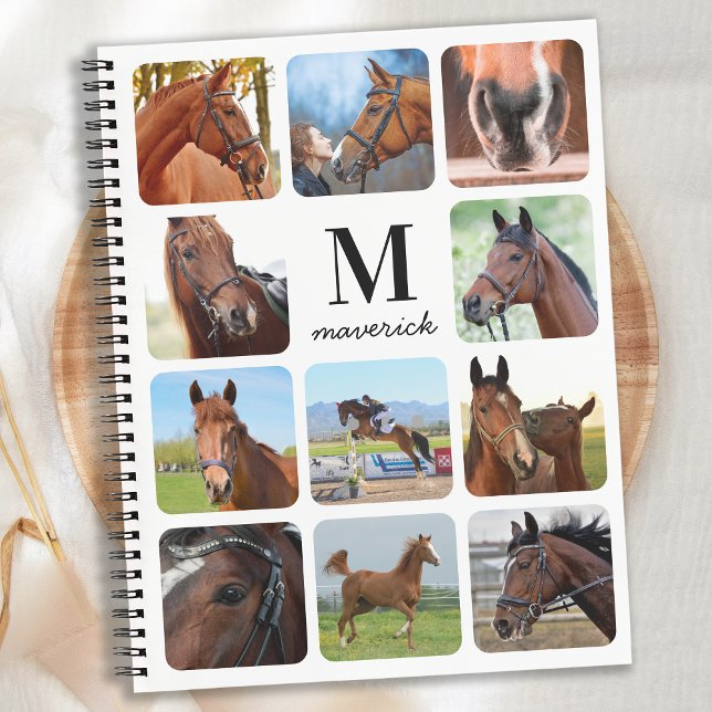 Horse Lover Personalised Monogram 11 Photo Collage Notebook (Creator Uploaded)