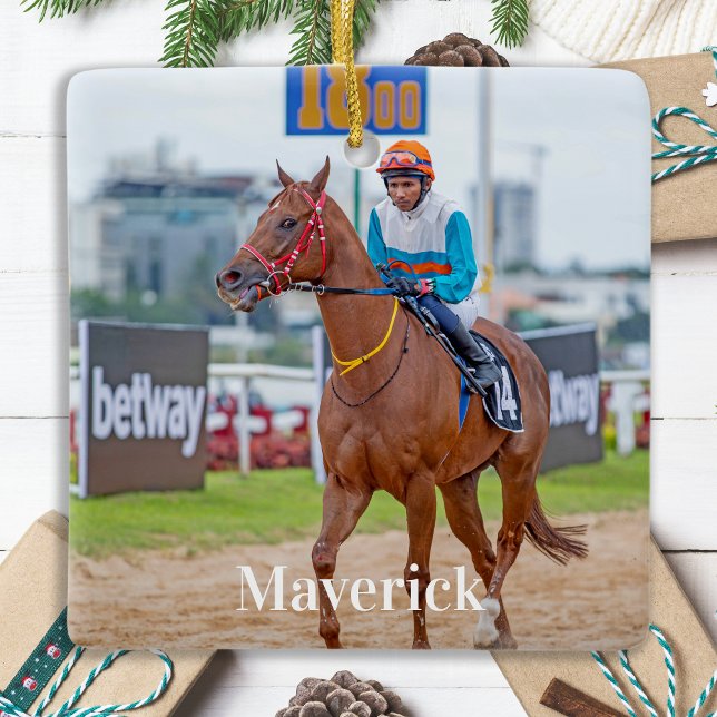 Horse Lover Personalised Pet Photo Equestrian Ceramic Ornament (Creator Uploaded)
