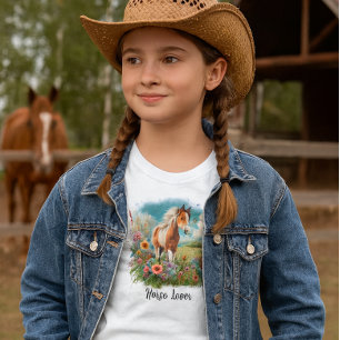 Horse Lover Pinto Foal Girls  T-Shirt