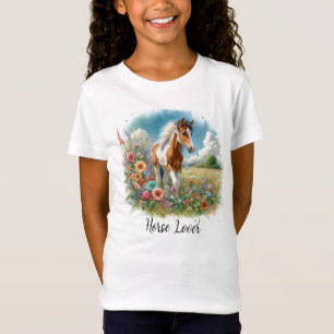 Horse Lover Pinto Foal Girls T-Shirt