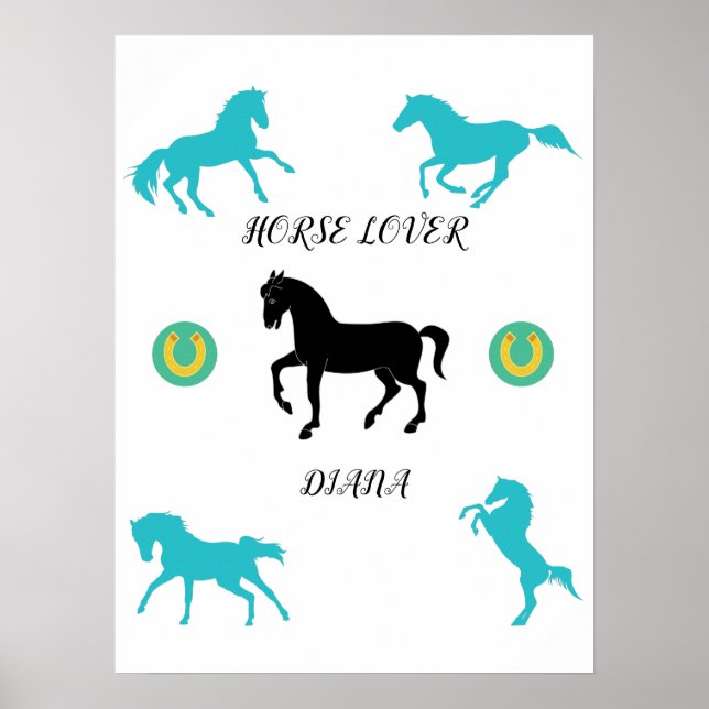 Horse Lover poster with personalised name. (Front)
