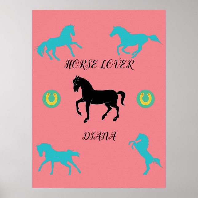 Horse Lover poster with personalised name. (Front)