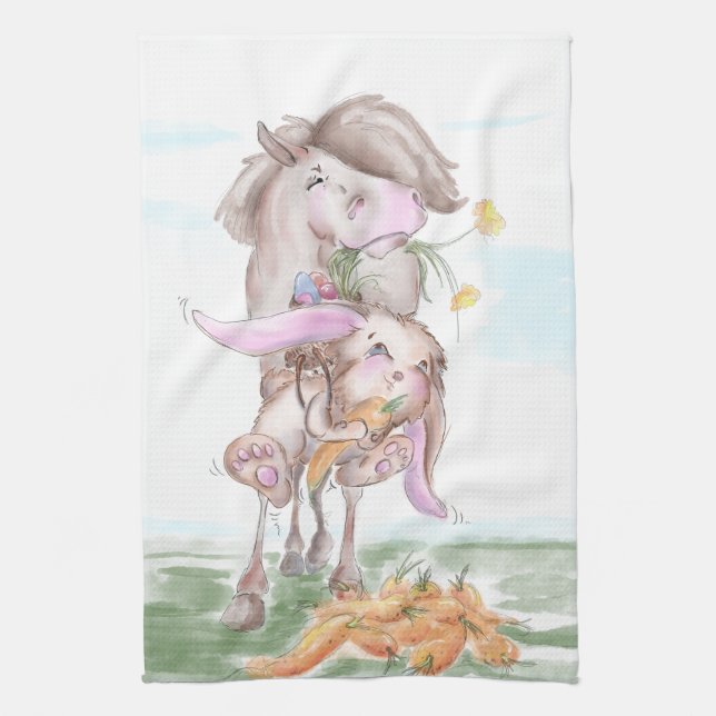 horse lover present for Easter Tea Towel (Vertical)