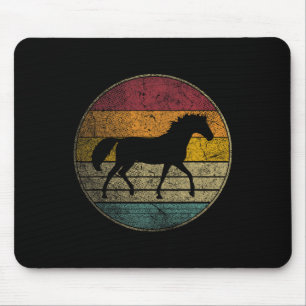 Horse Lover Riding Girl Horseback Vintage Retro 70 Mouse Pad