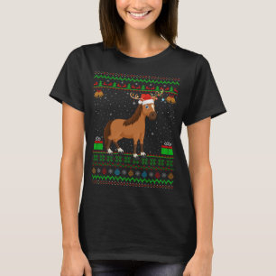 Horse Lover Santa Hat Matching Ugly Horse Christma T-Shirt