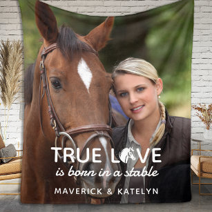 Horse Lover True Love Stable Custom Equine Photo Fleece Blanket