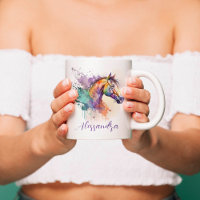 Horse Lover Watercolor Name Mug