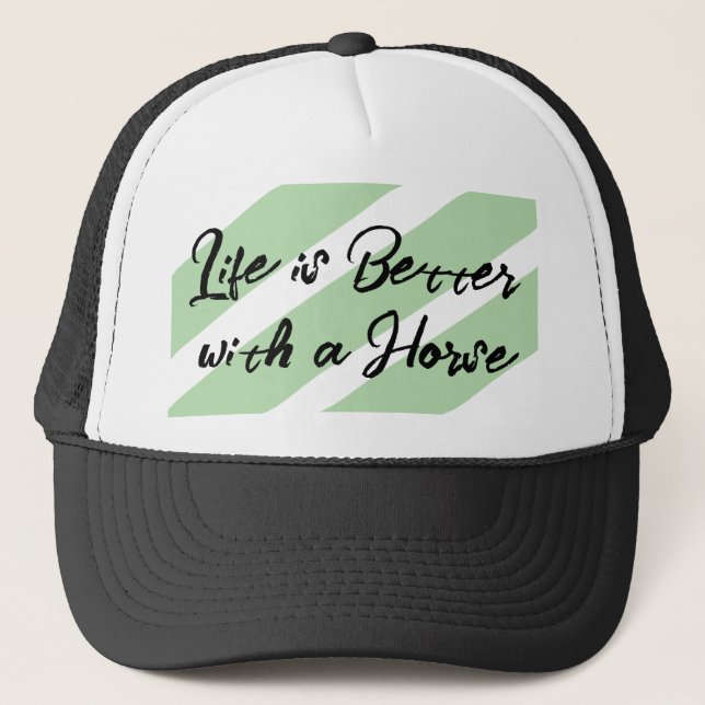 Horse lover white green trucker hat (Front)