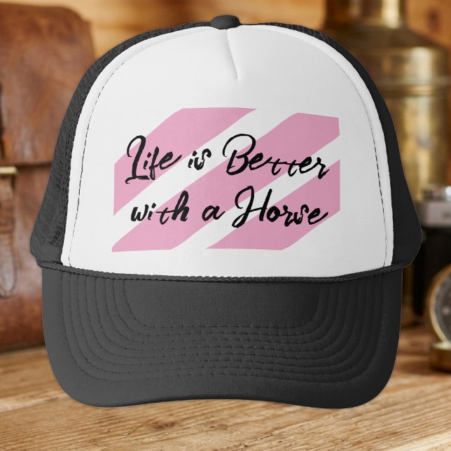 Horse lover white pink trucker hat (Creator Uploaded)