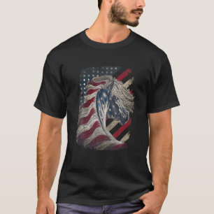 Horse Lovers Apparel - Patriotic Horse American Fl T-Shirt