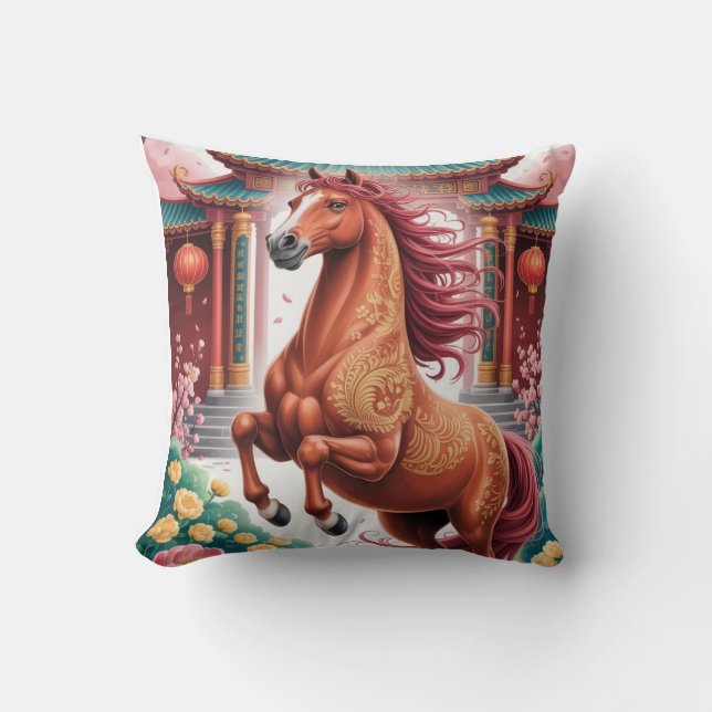 Horse lovers chinese horoscope cushion (Front)