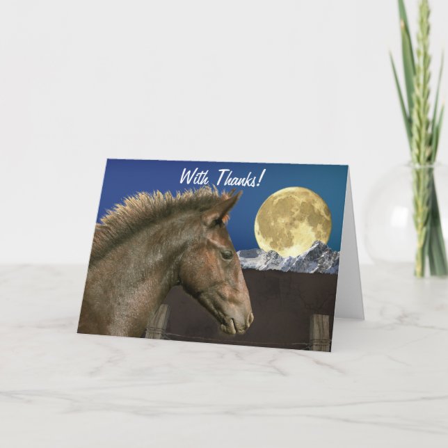 Horse-lover's Equine Animal-lover's Gift Thank You Card (Front)