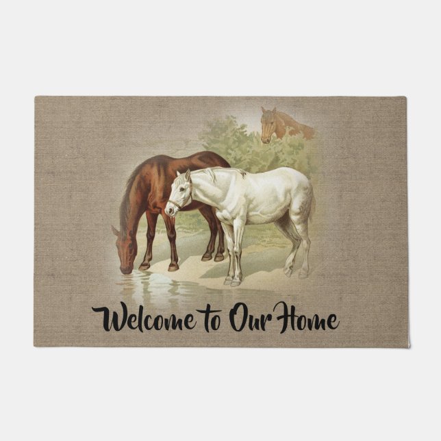 Horse Lovers Welcome  - Country Farm and Pets Doormat (Front)