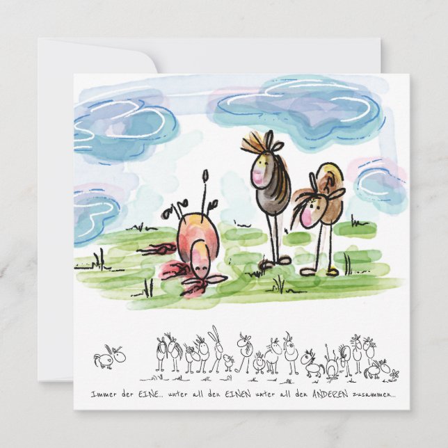 Horse map, fun card for horse lovers (Front)