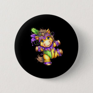 Horse Mardi Gras Nola Mask Beads Cute Kids Boys Gi 6 Cm Round Badge