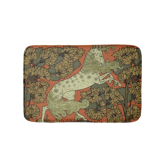 Horse Mediaeval Arts Crafts Art Nouveau  Bath Mat (Front)
