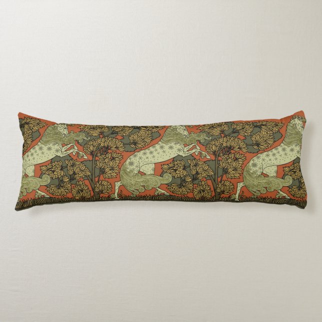 Horse Mediaeval Arts Crafts Art Nouveau  Body Cushion (Front)