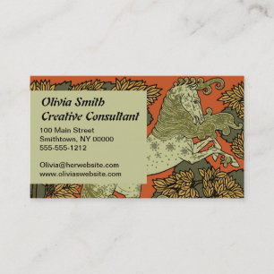 Horse Mediaeval Arts Crafts Art Nouveau Business Card