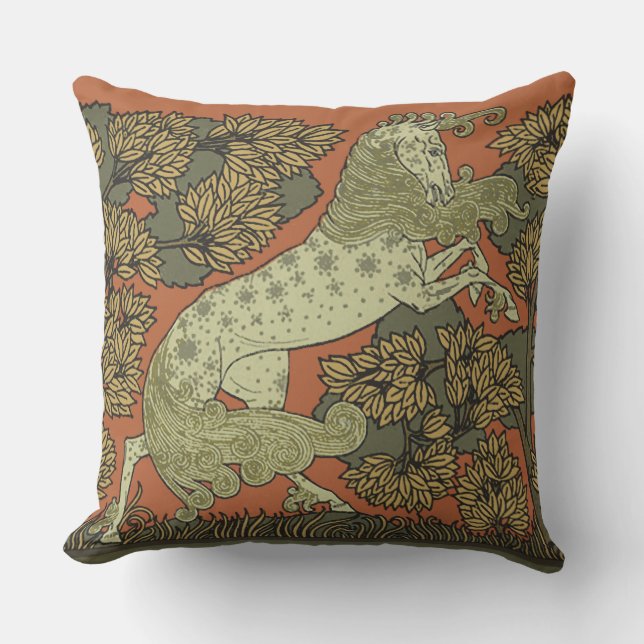 Horse Mediaeval Arts Crafts Art Nouveau  Cushion (Front)