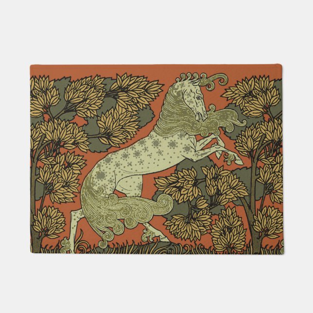 Horse Mediaeval Arts Crafts Art Nouveau  Doormat (Front)