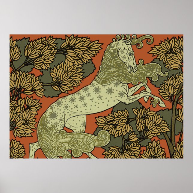 Horse Mediaeval Arts Crafts Art Nouveau  Poster (Front)
