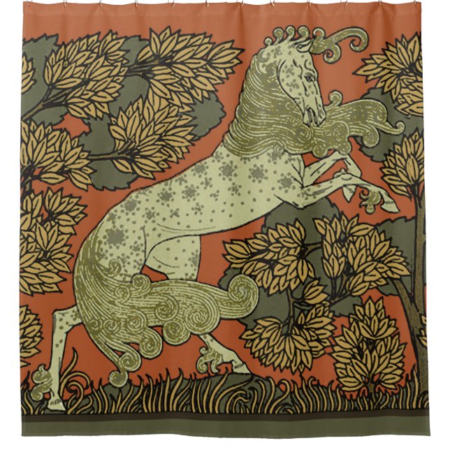 Horse Mediaeval Arts Crafts Art Nouveau  Shower Curtain (Front)