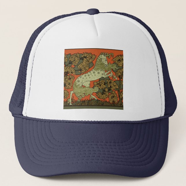Horse Mediaeval Arts Crafts Art Nouveau  Trucker Hat (Front)