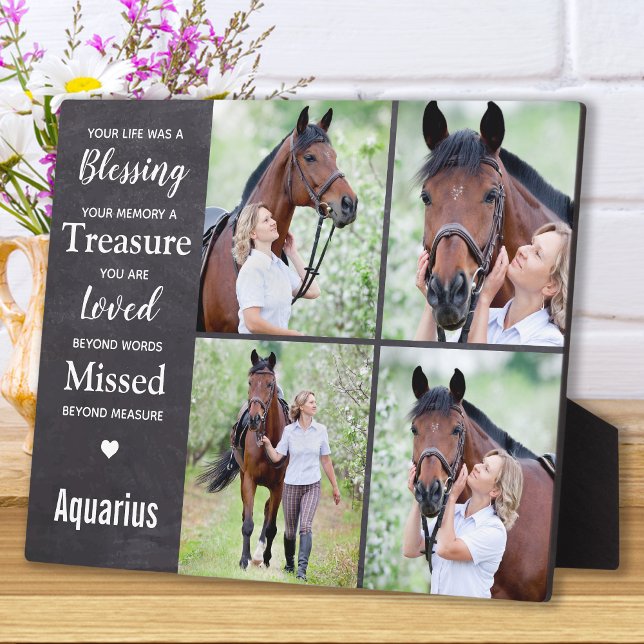 Horse Memorial Customized 4 Photo Collage Plaque (Creator Uploaded)