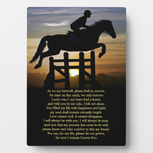 Horse Memorial Hunter Jumper Horse and Rider Plaque