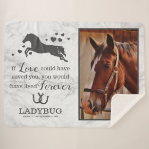 Horse Memorial - Marble Photo Frame Sherpa Blanket