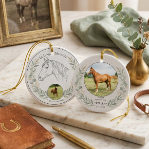 Horse Memorial Sage Botanical Keepsake Ceramic Tree Decoration