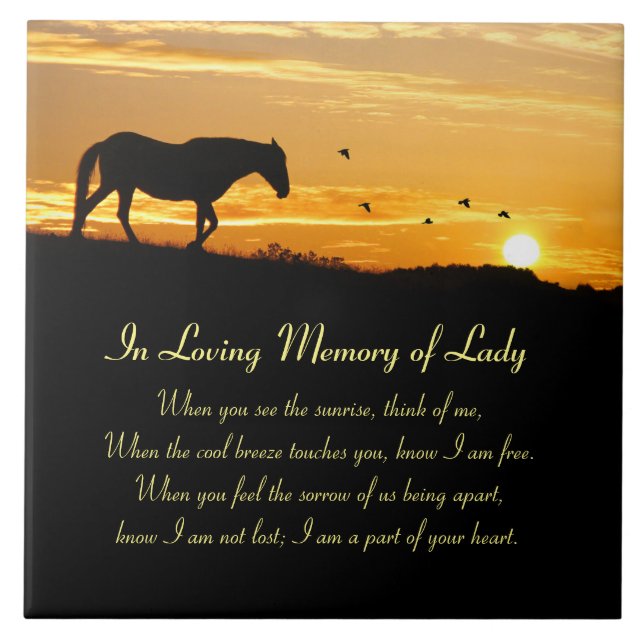 Horse Memorial With Name and Spiritual Poem Tile (Front)