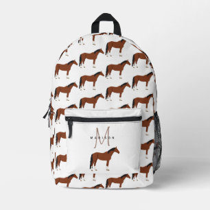 Horse Monogrammed Back To School  Printed Backpack