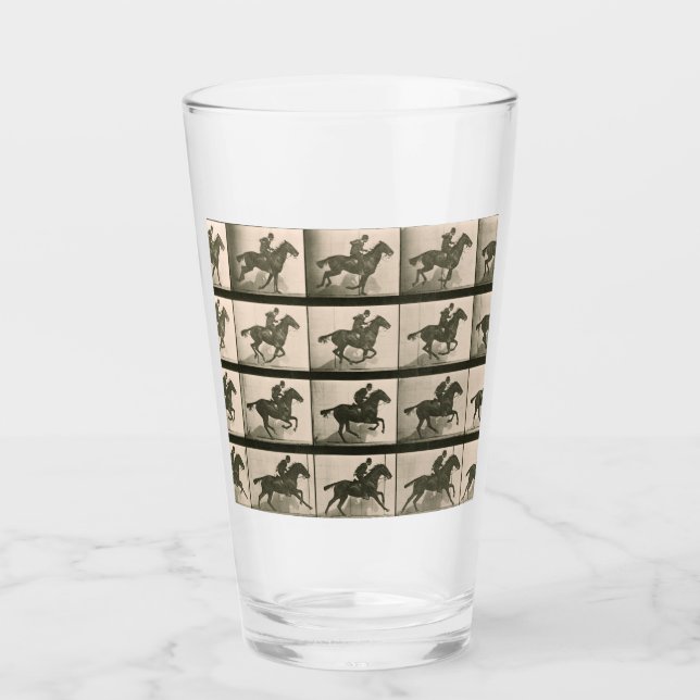 Horse Motion Vintage Photography Glass (Front)