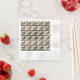 Horse Motion Vintage Photography Napkin